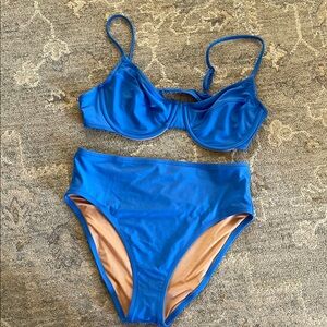 J. Crew Blue Bikini Set with Adjustable Straps